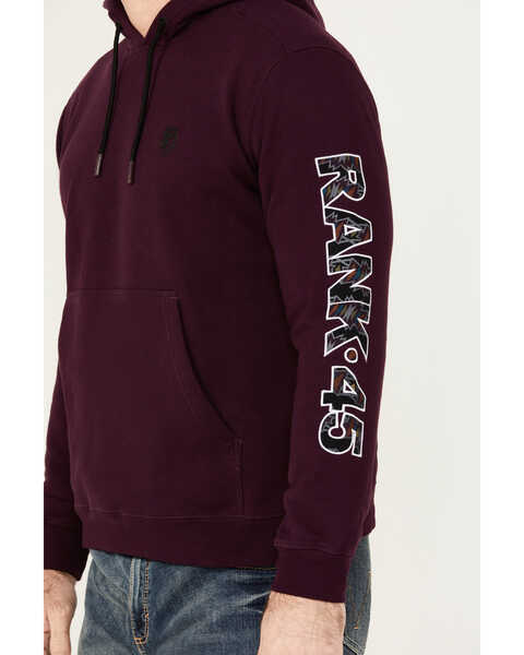 Image #2 - RANK 45® Men's Logo Hooded Sweatshirt, Grape, hi-res