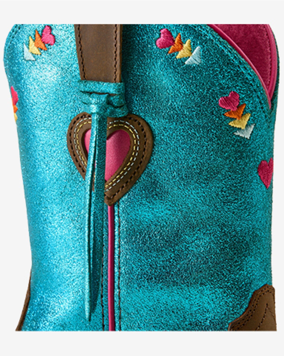 Image #6 - Ariat Girls' Rodeo Love Metallic Performance Western Boots - Broad Square Toe, Brown, hi-res