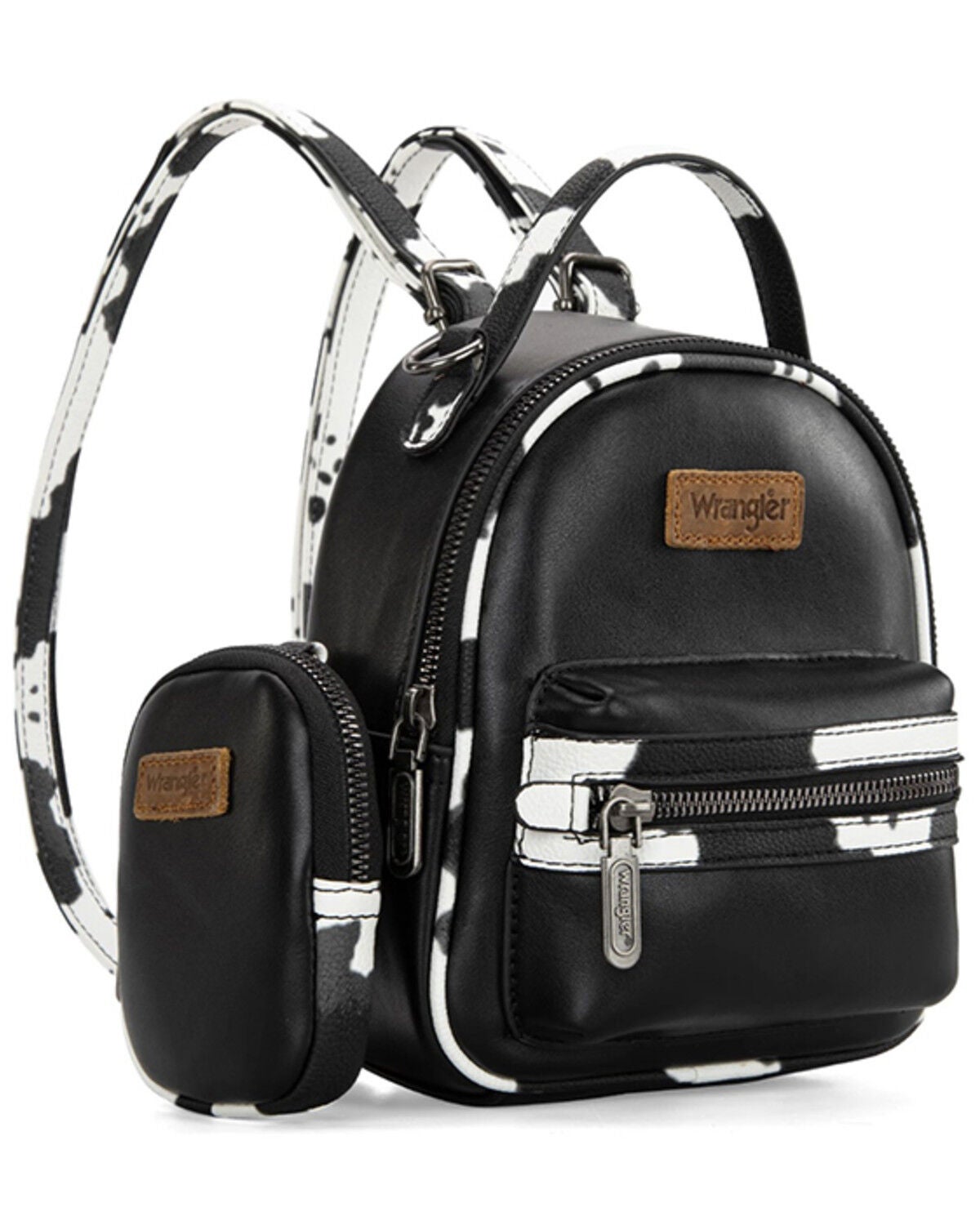 Wrangler Women's Cow Print Mini Backpack, Black, hi-res