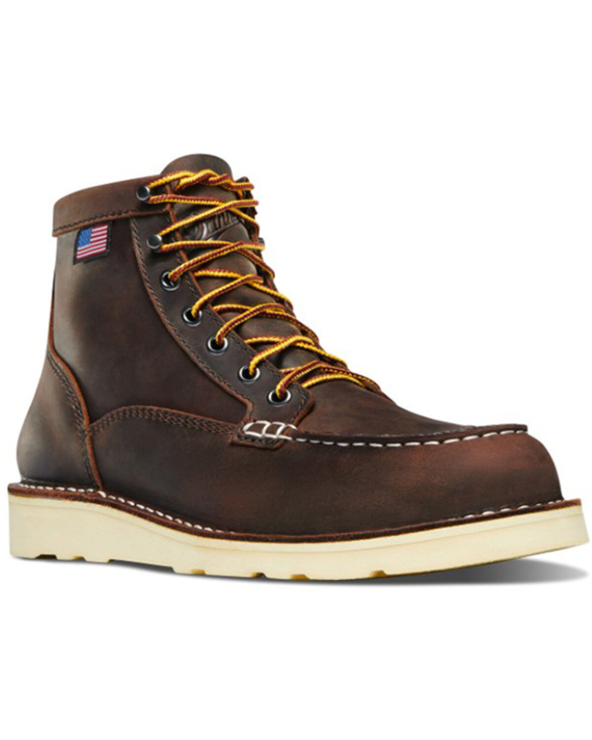 Image #1 - Danner Women's 6" Bull Run Full-Grain Wedge Work Boot - Moc Toe, Brown, hi-res