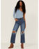 Daze Women's Pleaser High Rise Wide Ankle Jeans, Blue, hi-res