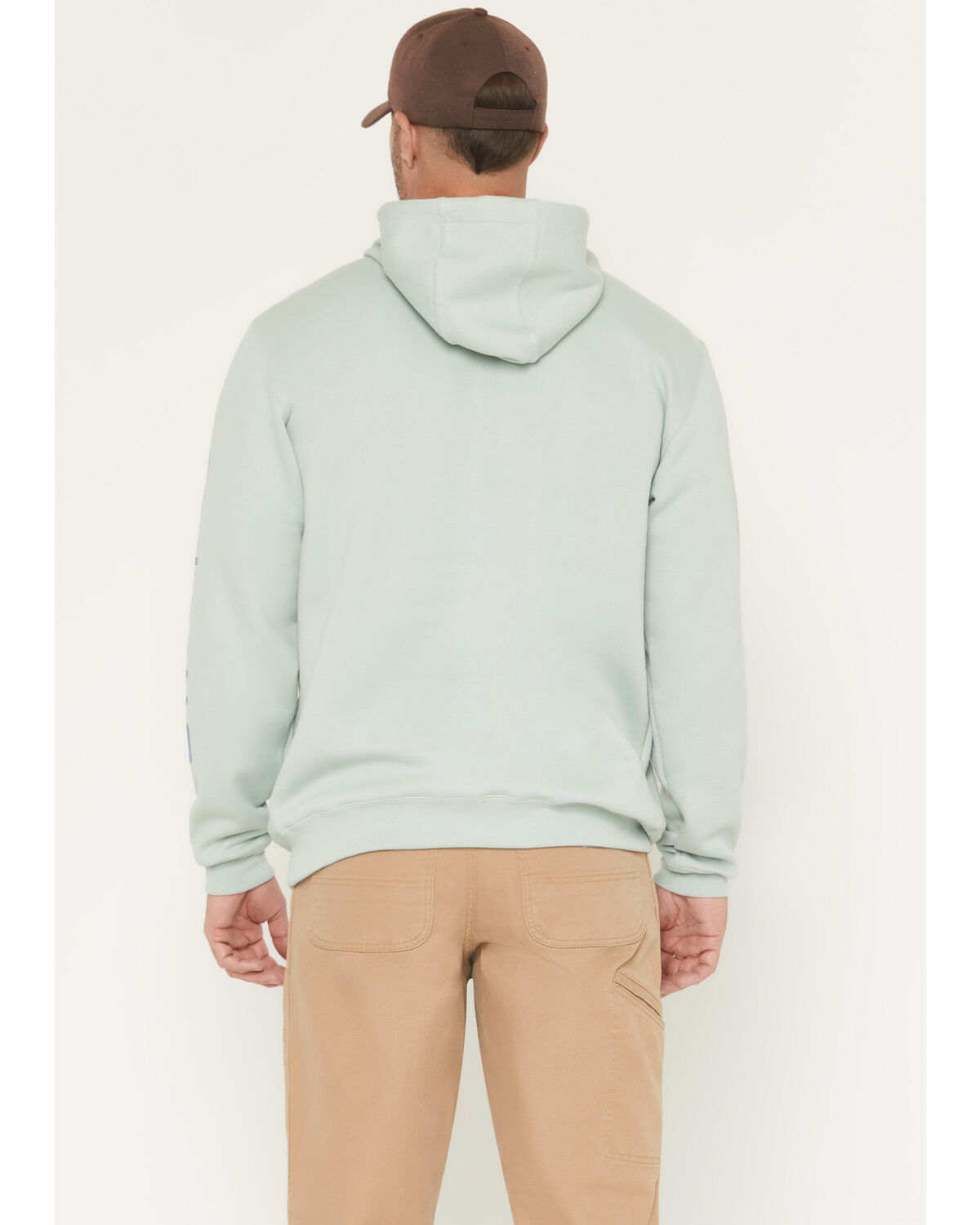 Image #4 - Carhartt Men's Loose Fit Midweight Logo Sleeve Graphic Hooded Sweatshirt, Light Blue, hi-res