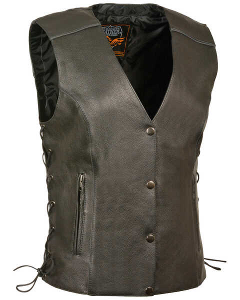 Image #1 - Milwaukee Leather Women's Side Lace Concealed Carry Vest - 3X, Black, hi-res
