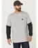 Hawx Men's Layered Pocket Light Gray Long Sleeve Work T-Shirt , Light Grey, hi-res