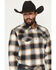 Image #2 - Cody James Men's Bull Rider Plaid Print Long Sleeve Snap Flannel Shirt, Tan, hi-res