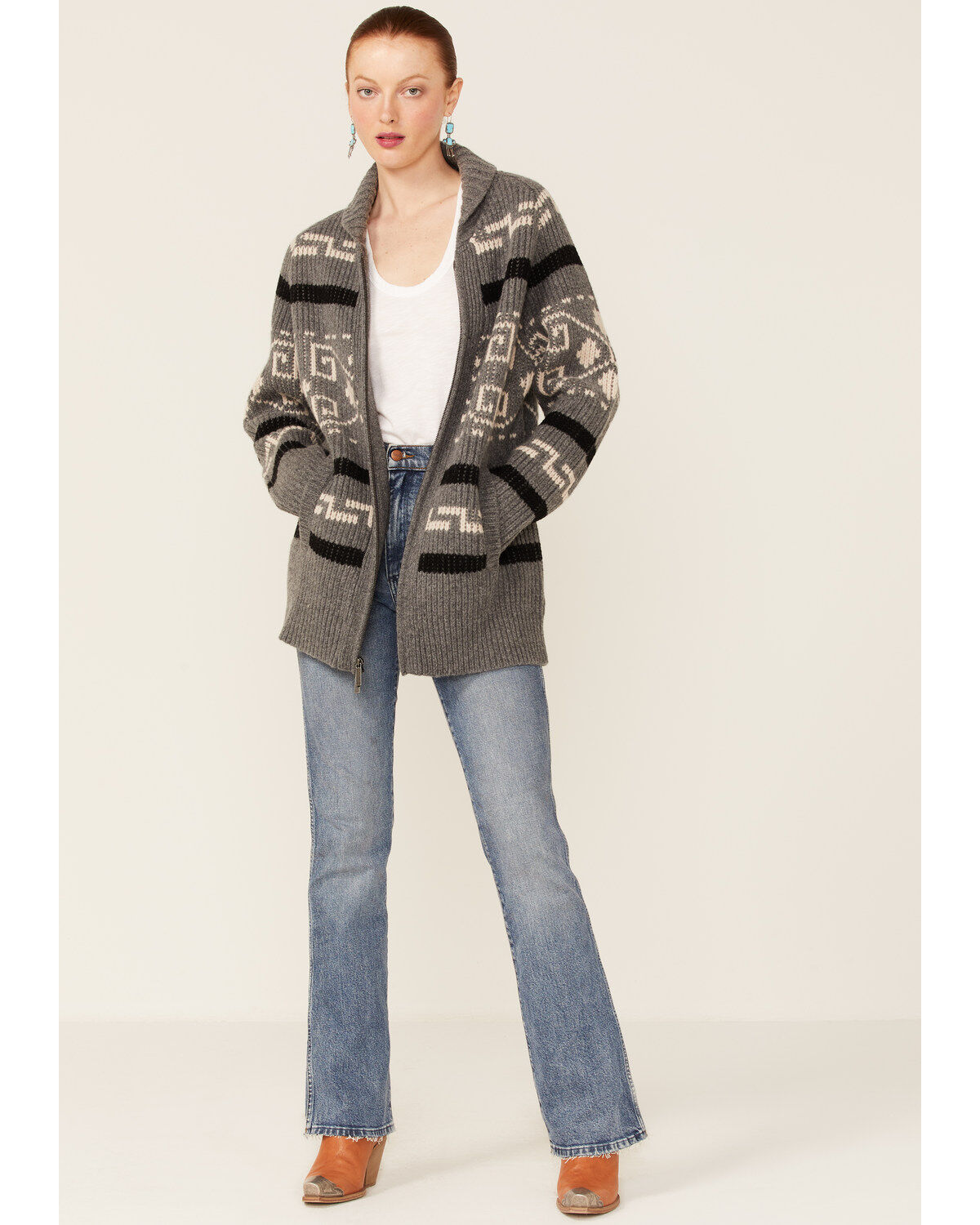 Image #4 - Pendleton Women's Long Sleeve Westerley Cardigan, Grey, hi-res