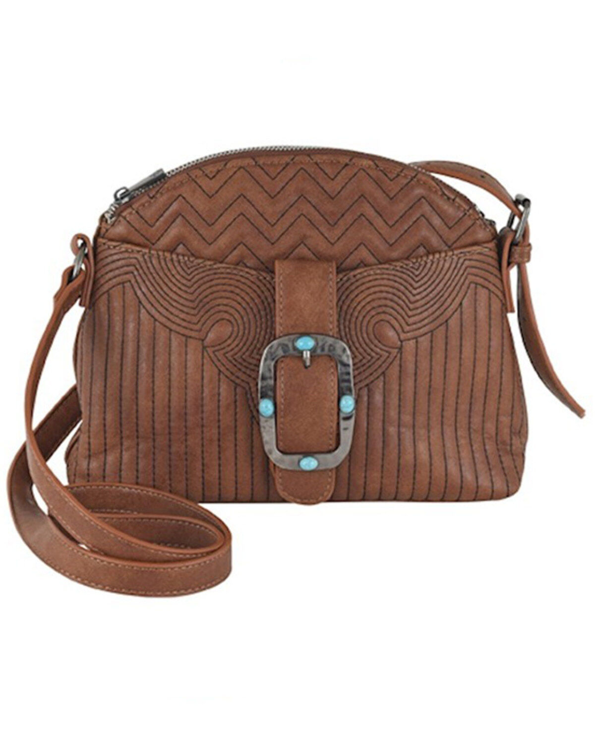 Image #1 - Catchfly Women's Geometric Quilted Crossbody Bag, Brown, hi-res