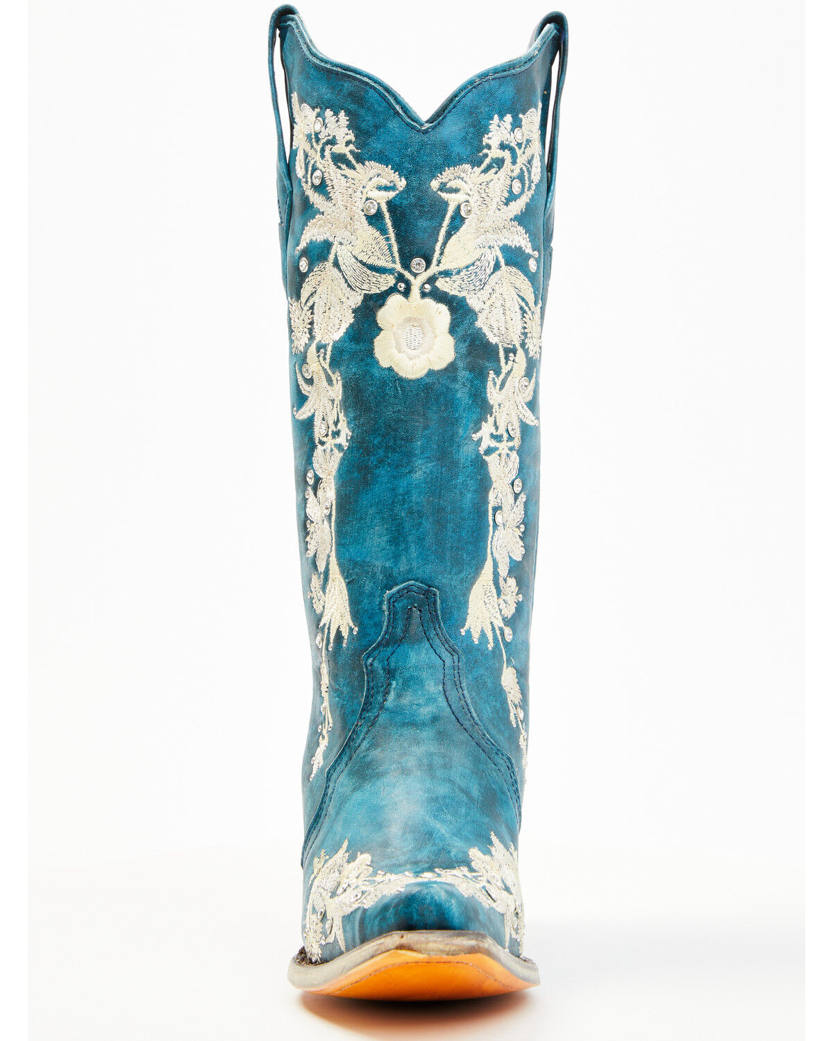 Image #4 - Corral Women's Floral Embroidered & Rhinestone Studded Western Boots - Snip Toe, Navy, hi-res