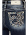 Image #2 - Miss Me Women's Dark Wash Fleur de Lis Bootcut Stretch Denim Jeans, Dark Wash, hi-res