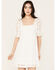 En Creme Women's Allover Crochet Short Sleeve Mini Dress, White, hi-res