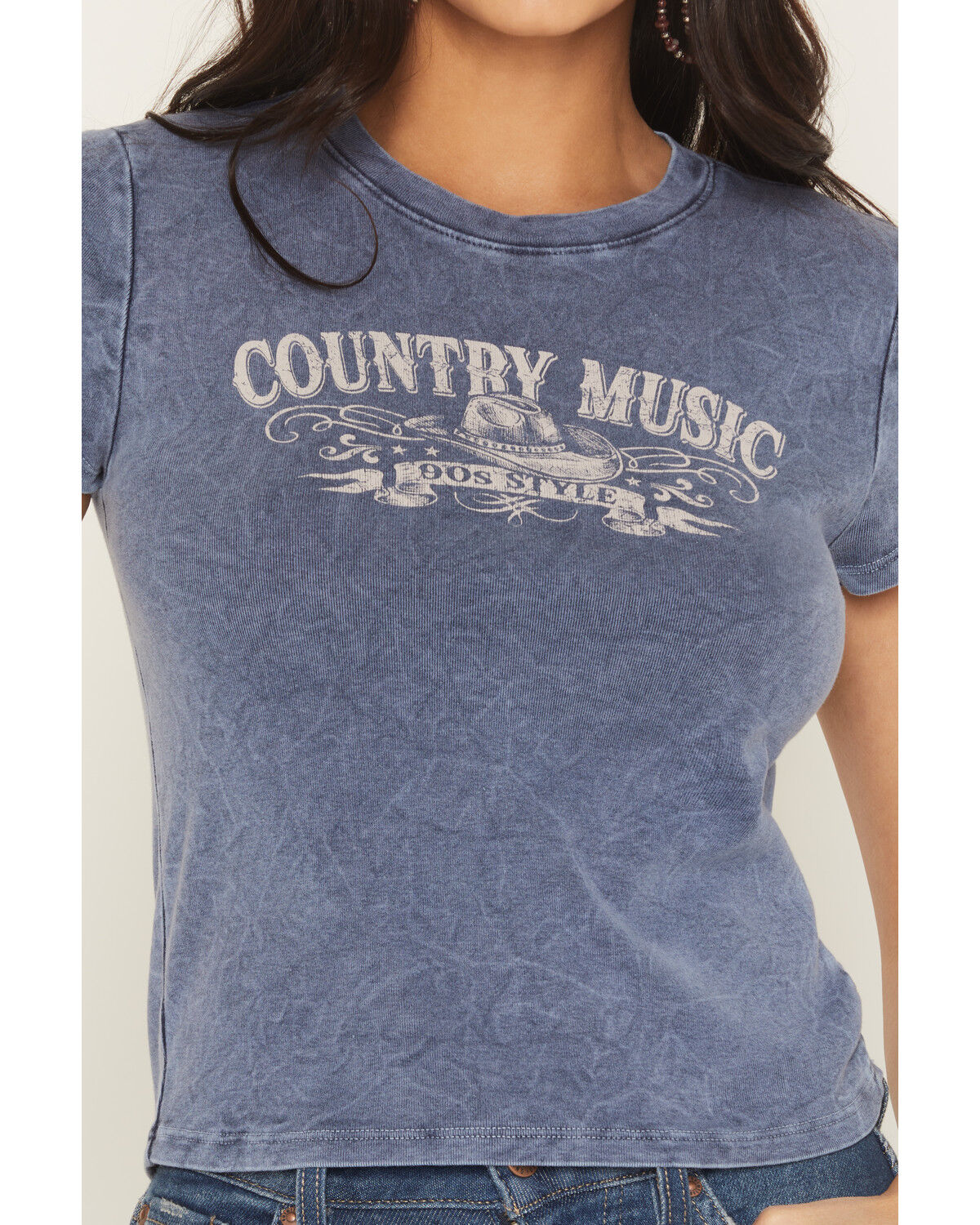 Image #3 - Youth in Revolt Women's Country Music Short Sleeve Graphic Baby Tee, Blue, hi-res