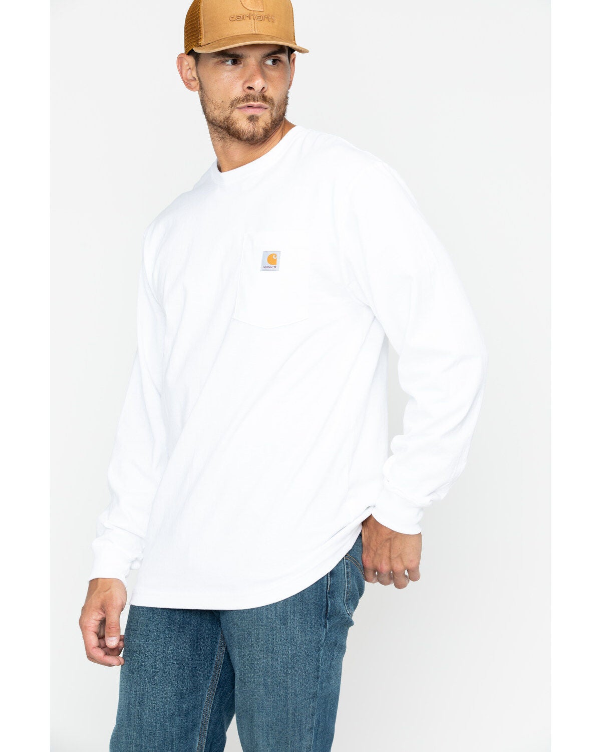 Carhartt Men's Workwear Long-Sleeve Pocket T-Shirt - Big, White, hi-res