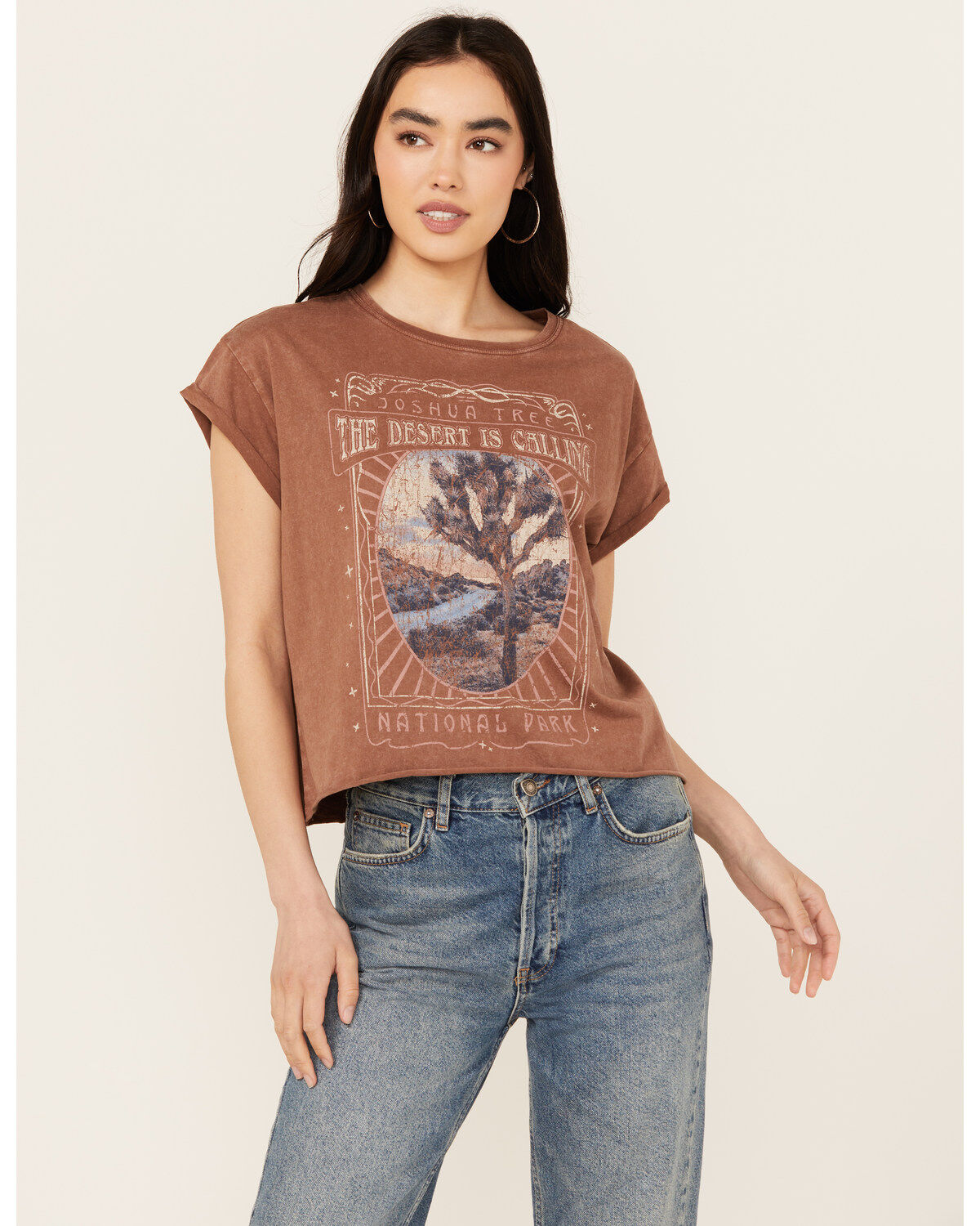 Image #1 - Cleo + Wolf Women's Brittany Joshua Tree Short Sleeve Graphic Tee, Oatmeal, hi-res
