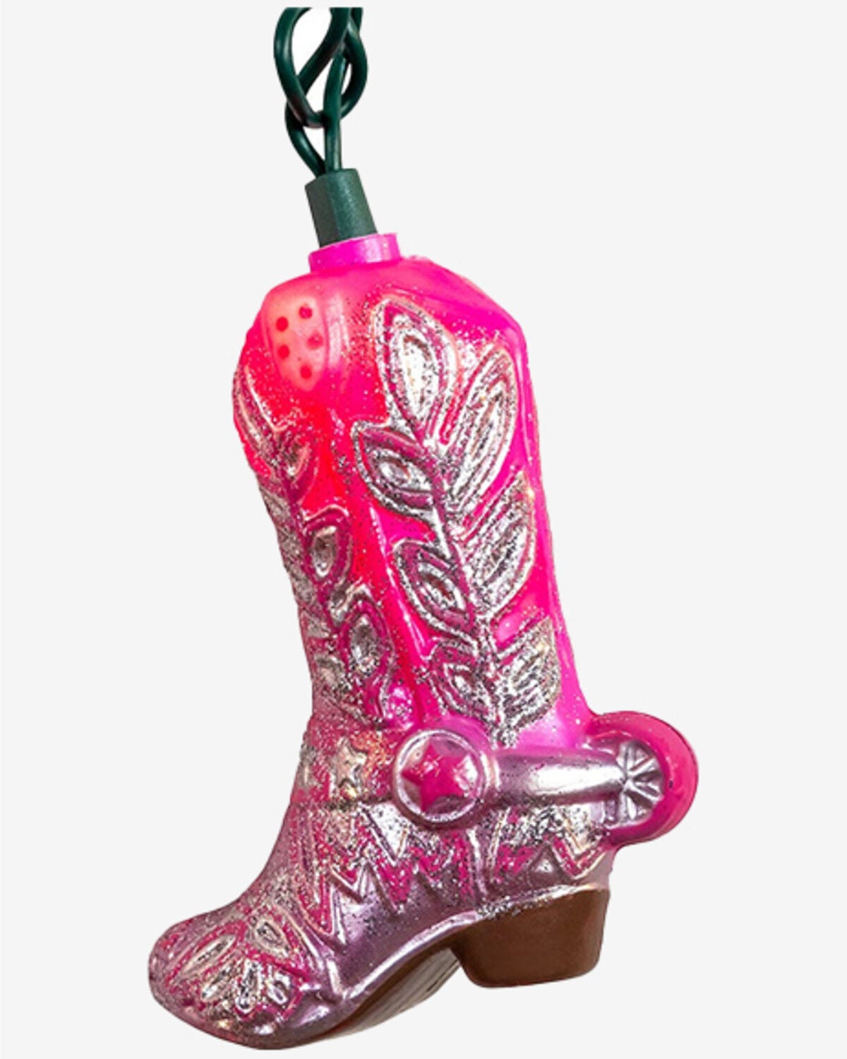 Image #2 - Kurt Adler 9' UL 10L Glittered Pink Cowgirl Boots Light Set with End Connect, Pink, hi-res