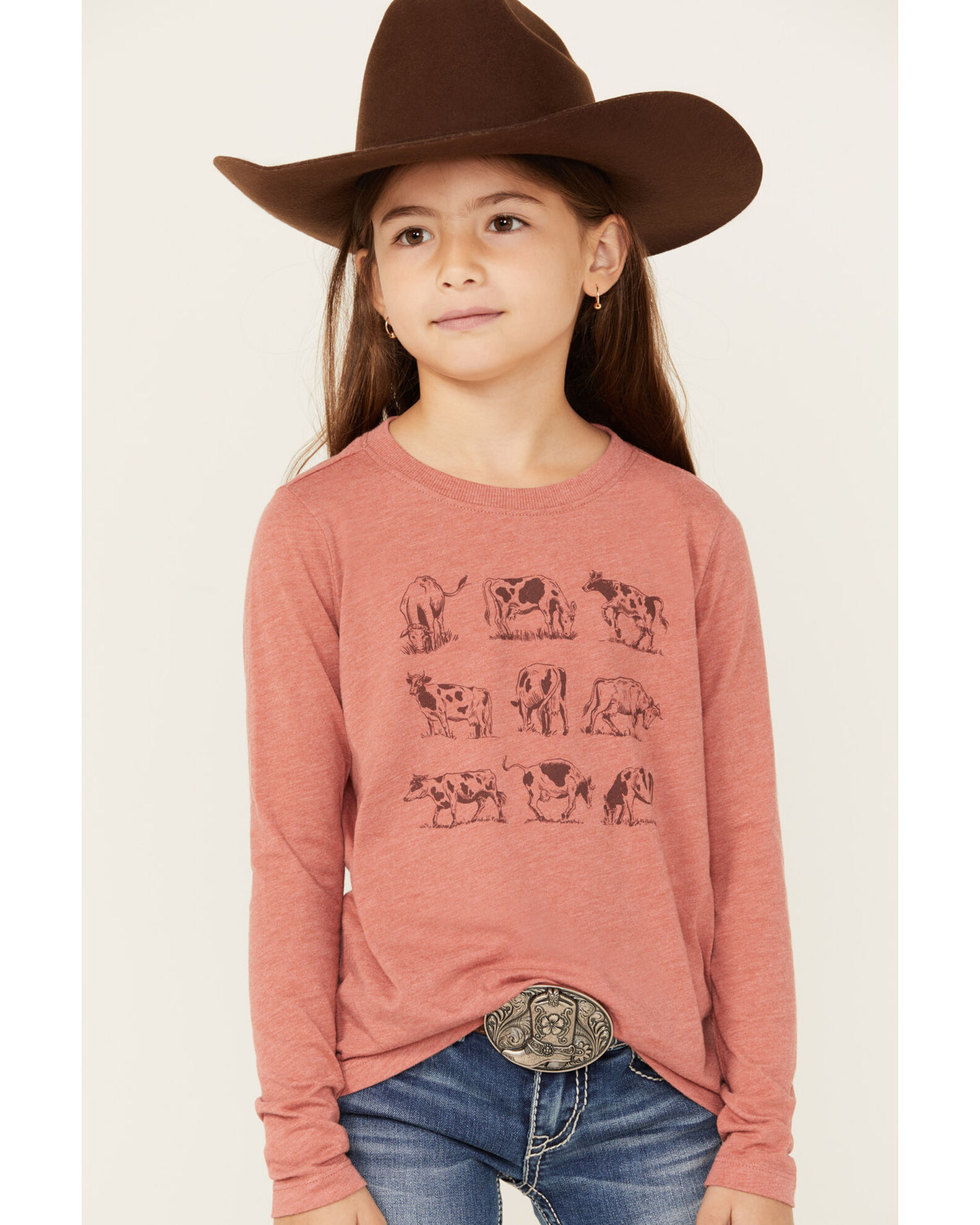Shyanne Girls' Grazing Cows Long Sleeve Graphic Tee