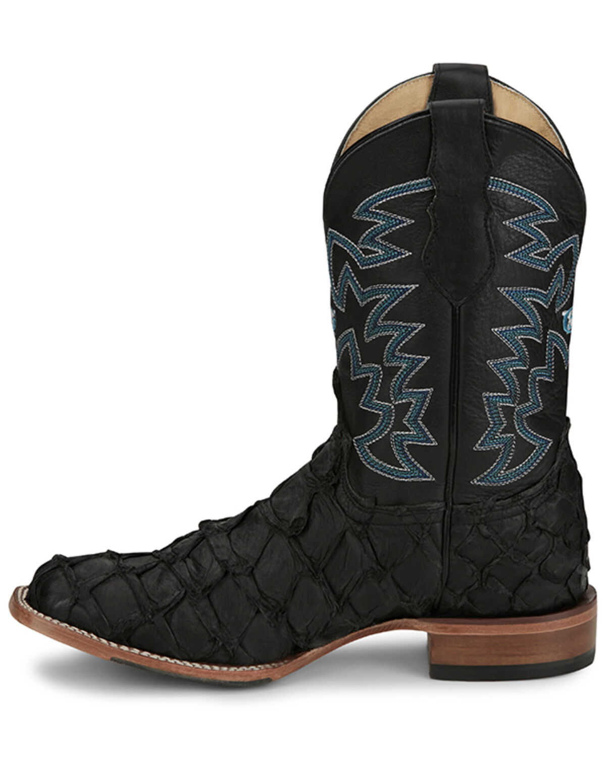 Image #3 - Justin Men's Ocean Front Exotic Pirarucu Western Boots - Broad Square Toe, Black, hi-res