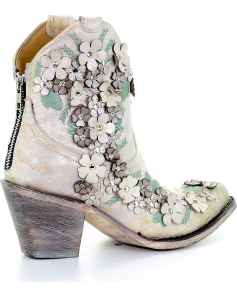 Image #7 - Corral Women's Floral Overlay Booties - Round Toe , , hi-res
