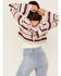 Panhandle Women's Americana Stripe Crochet Knit Hooded Sweater, Red/white/blue, hi-res