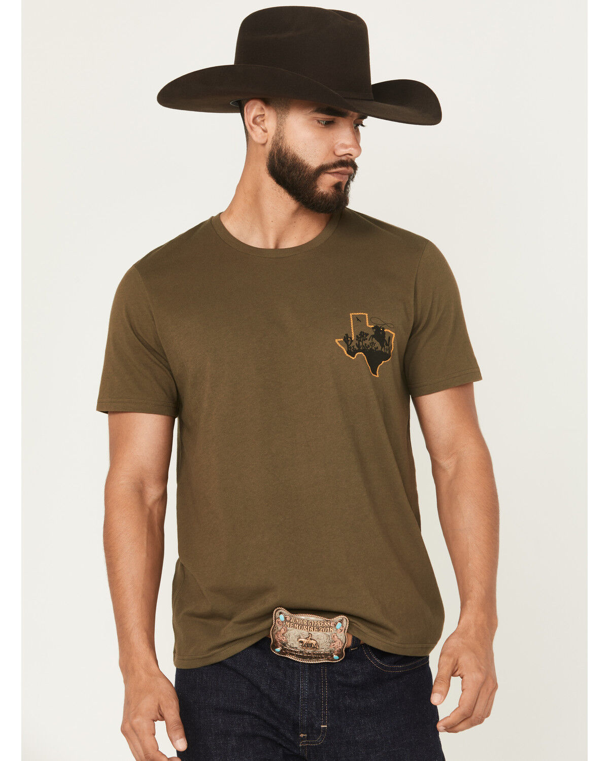 Image #2 - Wrangler Men's Boot Barn Exclusive Texas Short Sleeve Graphic T-Shirt, Green, hi-res
