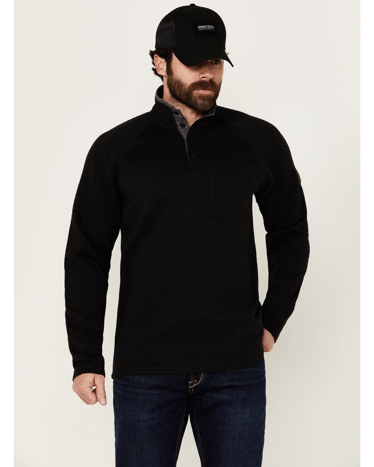 Brothers and Sons Men's Uinta Quilted Pullover, Black, hi-res