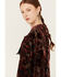 Image #2 - Shyanne Women's Burnout Velvet Peasant Lace-Up Top, Black, hi-res