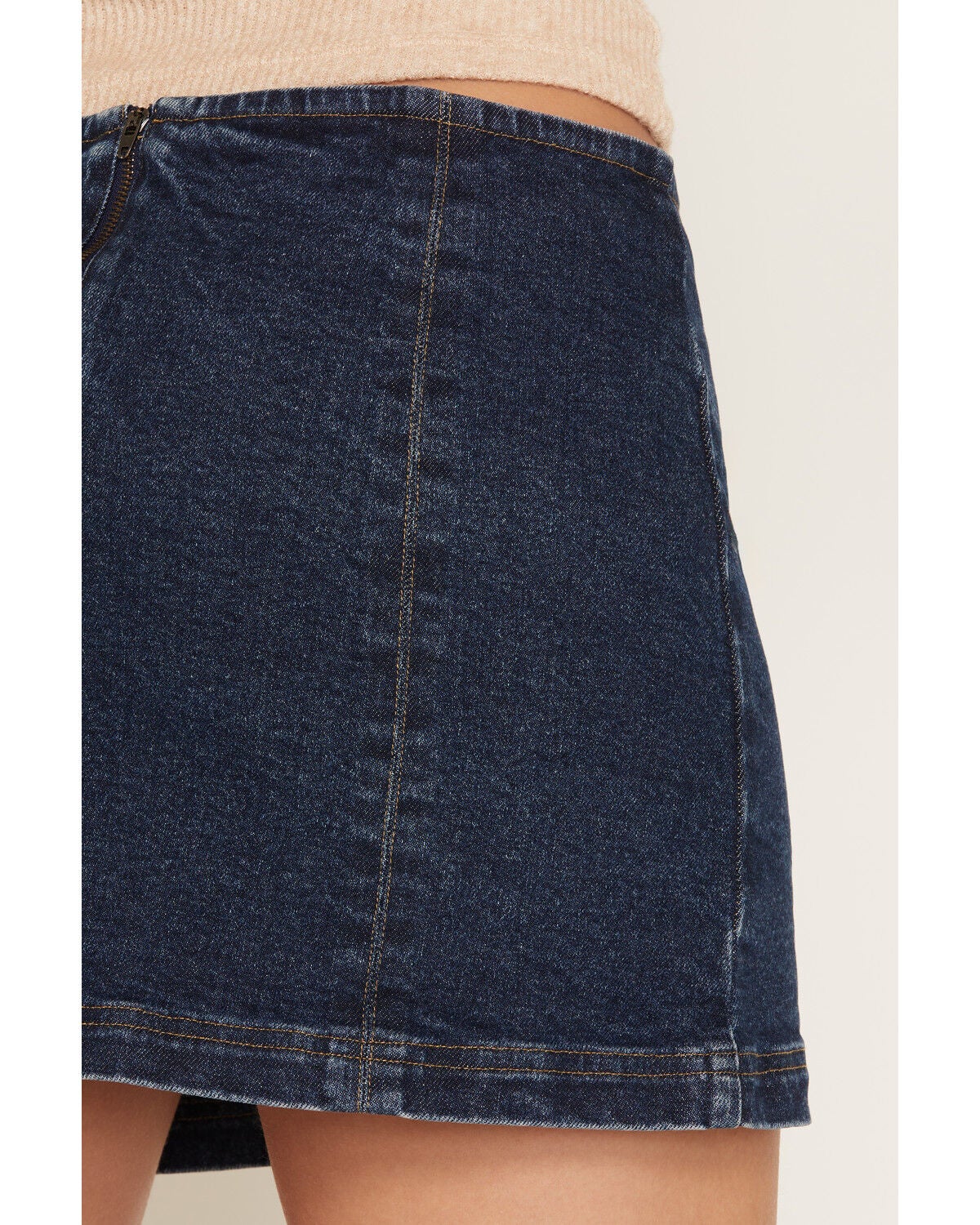 Image #4 - Cleo + Wolf Women's Medium Wash Denim Seamed Mini Skort, Medium Wash, hi-res