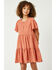 Image #1 - Hayden Girls' Polka Dot Button Mini Dress, Mauve, hi-res