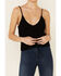Mystree Women's Sweater-Knit Lace-Up Cami , Black, hi-res