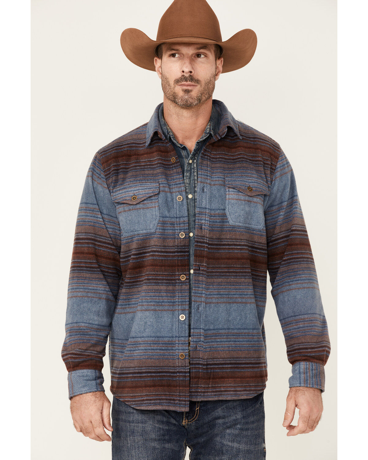 Image #1 - Gibson Men's Multi Baja Horizontal Stripe Long Sleeve Button-Down Western Shirt, Multi, hi-res
