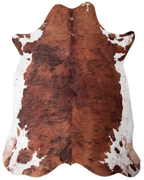 Image #1 - Carstens Home Small Faux Cowhide White Belly Rug, Brown, hi-res