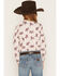 Image #4 - Cruel Girl Girls' Horse Print Long Sleeve Pearl Snap Western Shirt, Pink, hi-res