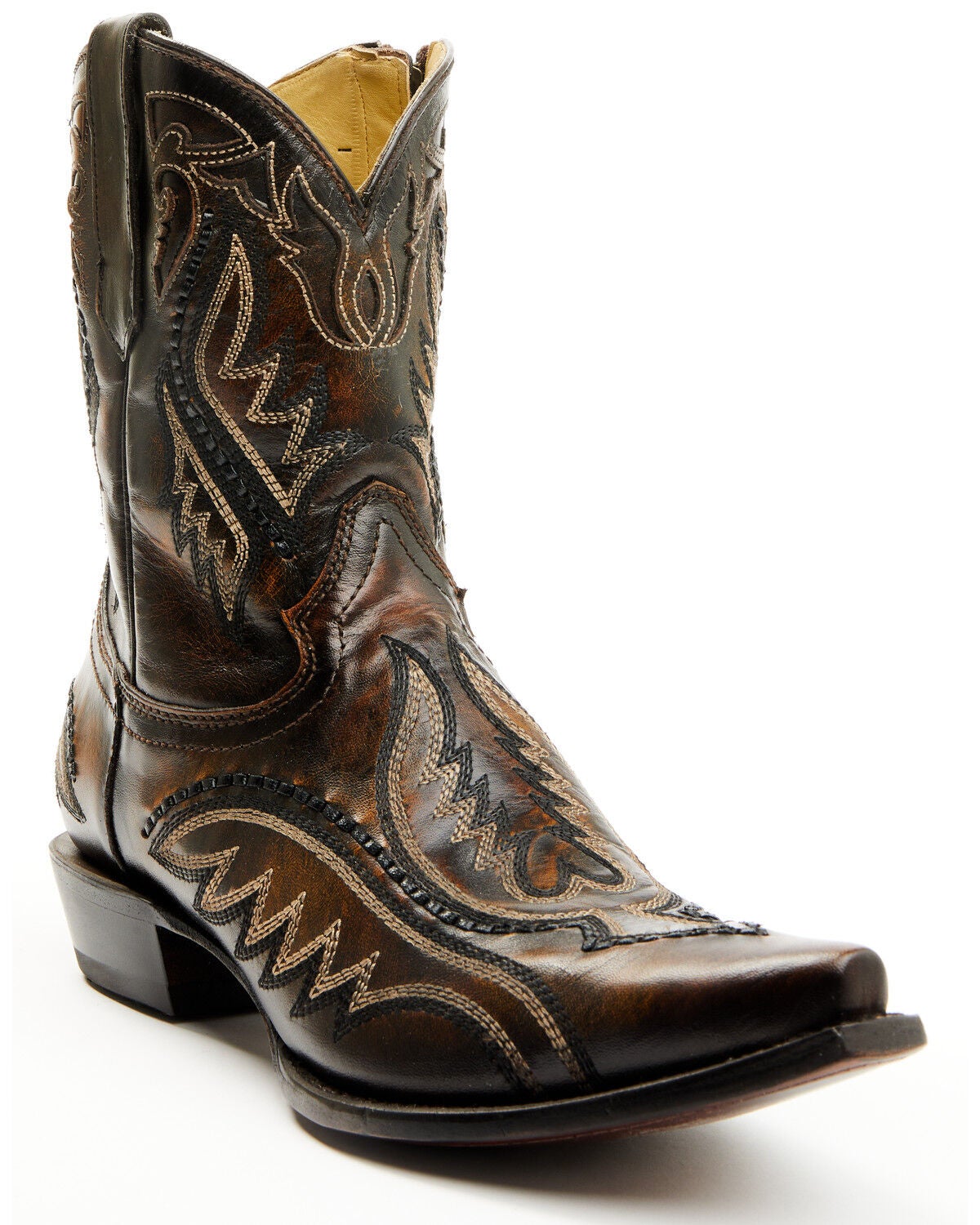 Corral Men's Inlay And Embroidered Short Western Boots - Snip Toe, Red, hi-res