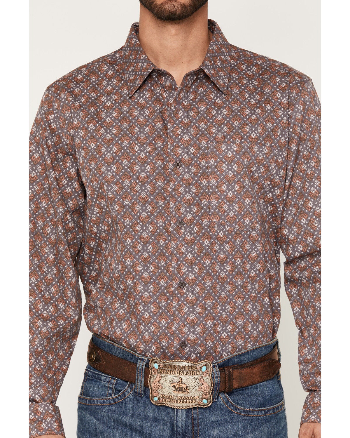 Image #3 - Gibson Trading Co Men's Night Circuit Geo Print Long Sleeve Button-Down Western Shirt, Purple, hi-res