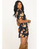 Image #3 - Red Label by Panhandle Women's Black Floral Wrap Dress, , hi-res
