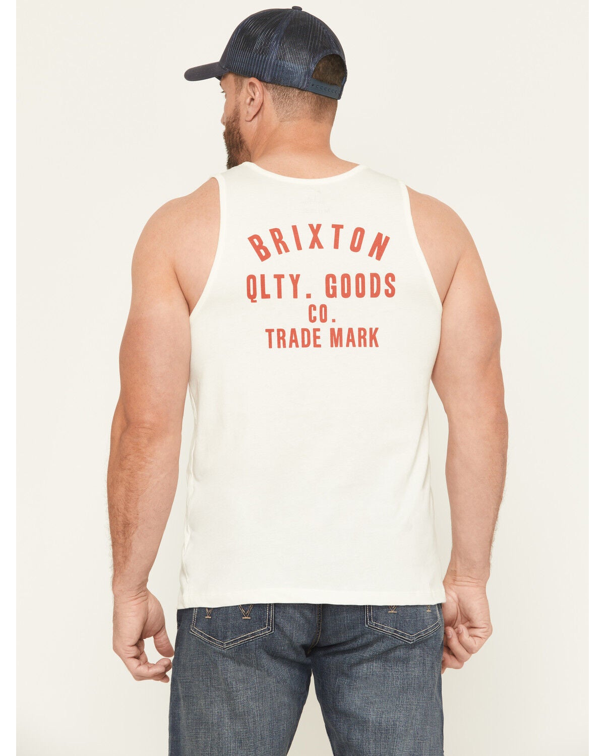 Brixton Men's Woodburn Logo Tank, Off White, hi-res