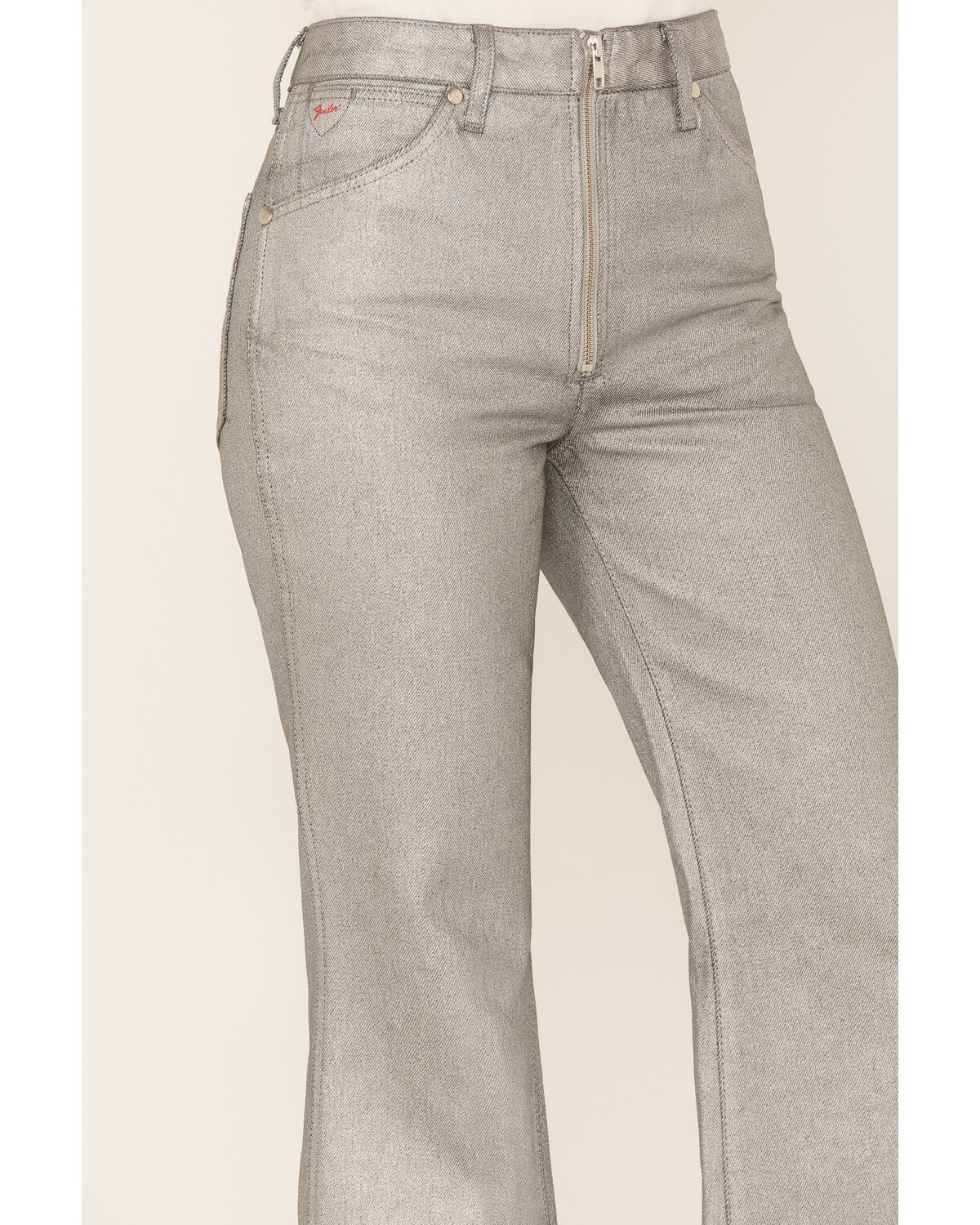 Image #3 - Wrangler X Fender Women's Metallic Wanderer Flare Jeans, Silver, hi-res