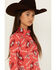 Image #2 - Cruel Girl Girls' Conversation Print Long Sleeve Button-Down Western Shirt, Coral, hi-res
