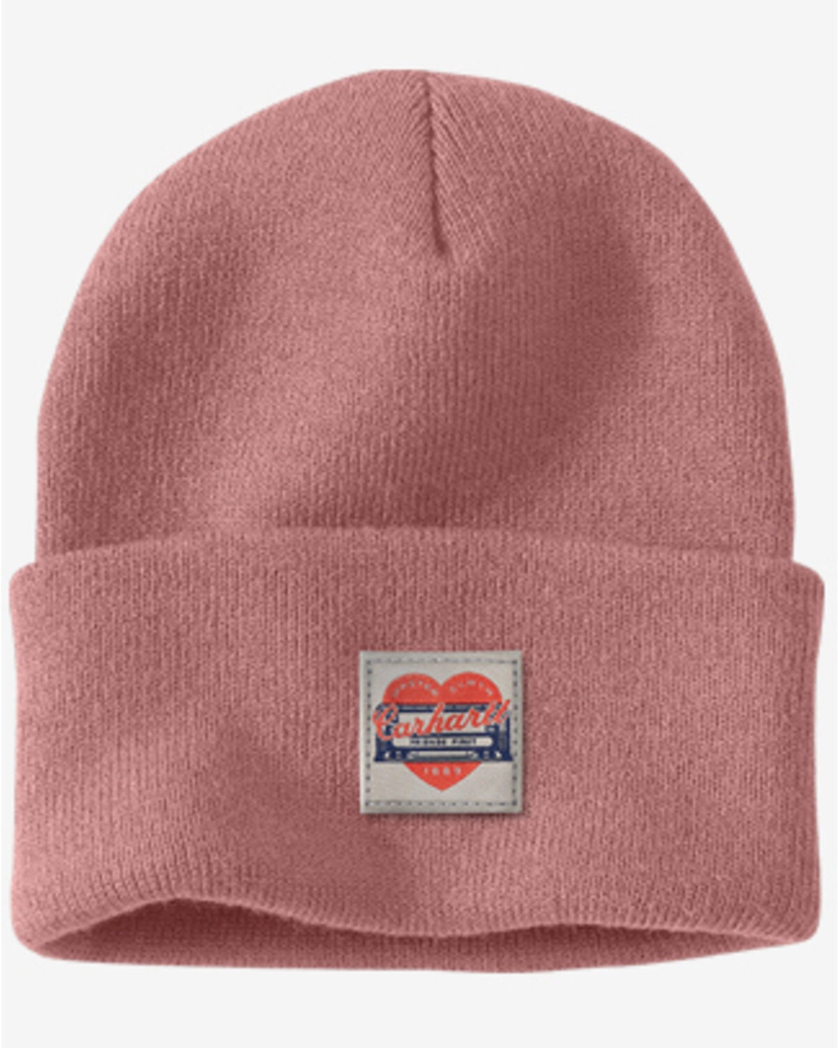 Image #1 - Carhartt Heart Patch Cap Beanie, Pink, hi-res
