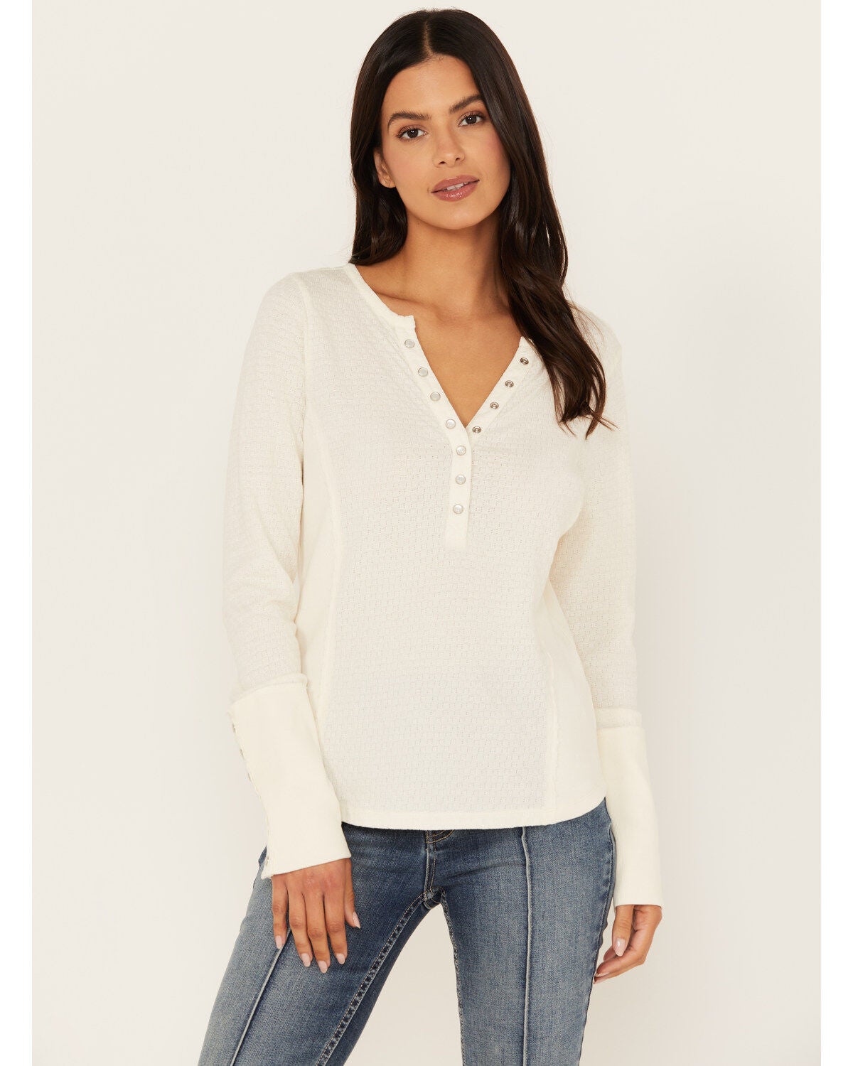 Idyllwind Women's Pearl Knit Henley Shirt, Ivory, hi-res