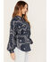 Wrangler Women's Paisley Print Button Front Blouse, Navy, hi-res