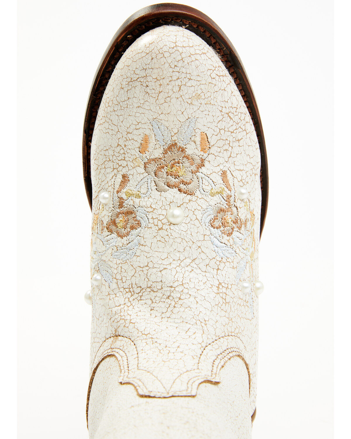 Image #6 - Shyanne Women's Byrdie Crack Embroidered Western Boots - Round Toe, Ivory, hi-res