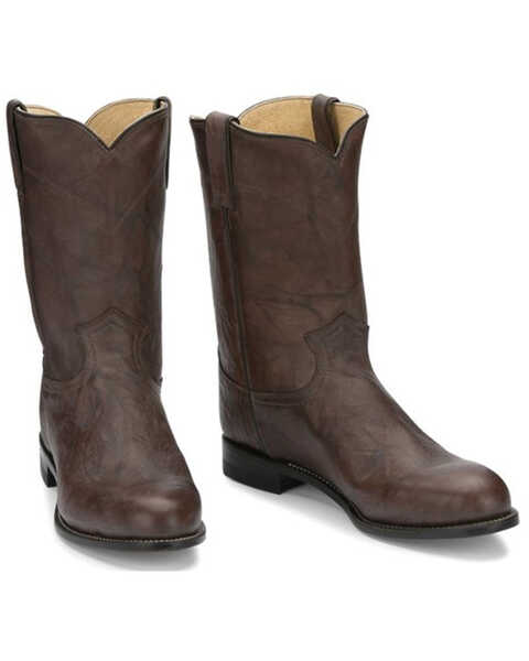 Justin Men's Deerlite Roper Western Boots, Dark Brown, hi-res