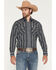 Image #1 - Ely Walker Men's Stripe Print Long Sleeve Snap Western Shirt, Black, hi-res