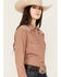 Image #2 - Rough Stock by Panhandle Women's Geo Print Long Sleeve Western Snap Shirt, Rust Copper, hi-res