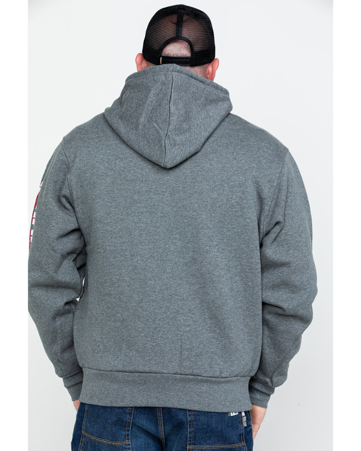 Image #2 - Wolverine Men's FR Logo Sleeve Zip-Up Work Hoodie, Ash, hi-res