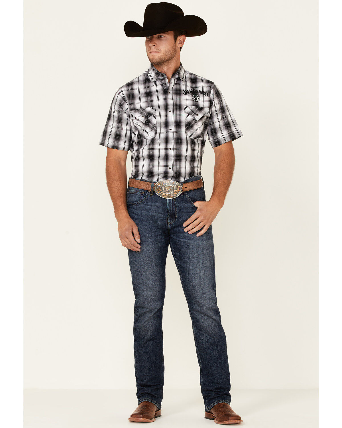 Image #2 - Jack Daniel's Men's Plaid Print Short Sleeve Snap Western Shirt, , hi-res
