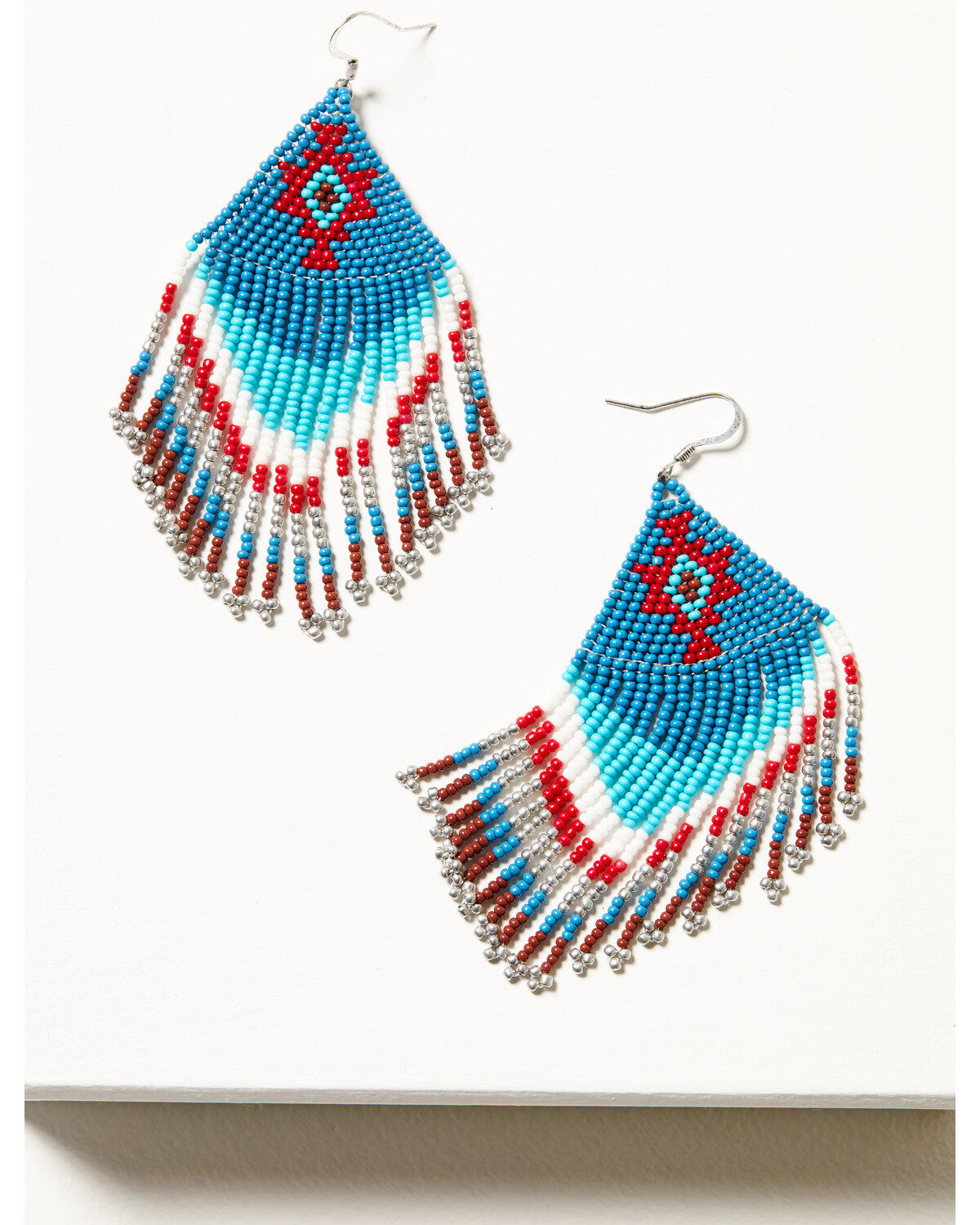 Image #1 - Idyllwind Women's Blueridge Antique Seed Bead Fringe Earrings, Blue, hi-res