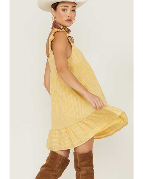 Image #3 - Mittoshop Women's Ruffle Stripe Dress, Yellow, hi-res