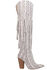 Dingo Women's Kitty Kat Snake Print Fringe Tall Western Boot - Pointed Toe, White, hi-res