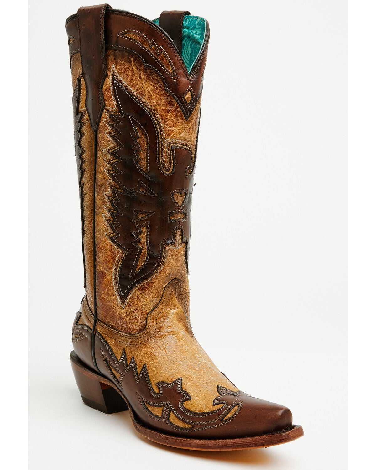 Corral Women's Eagle Overlay Tall Western Boots - Snip Toe, Sand, hi-res